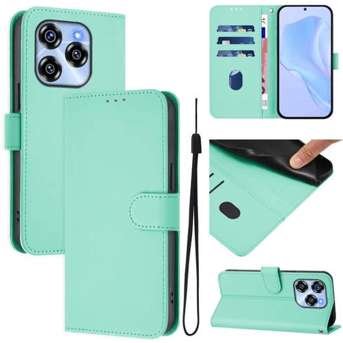 Funda Piel Sintética con Cordón para Teléfono Oukitel C50 (Verde Menta)