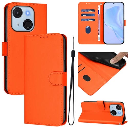 Funda Piel Sintética Itel A50C con Cordón para Teléfono (Naranja)