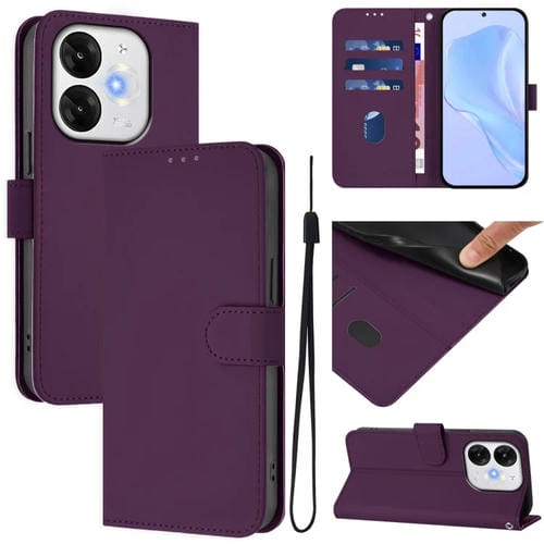 Funda de Piel Sintética con Cordón para Teléfono Itel A80 4G (Violeta)