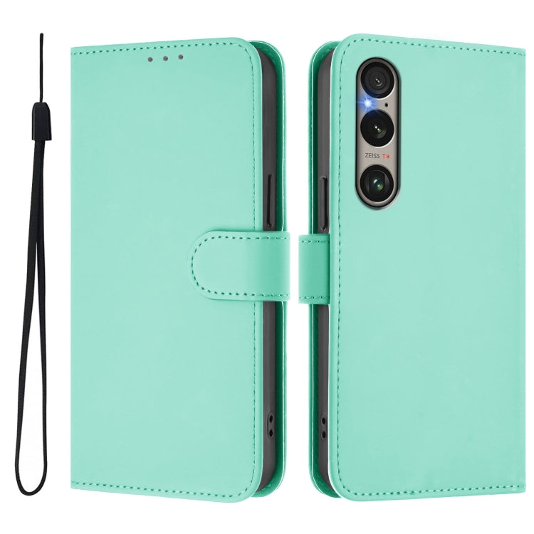 Funda de Piel Sintética con Cordón para Sony Xperia 1 Vi (2024) (Verde Menta)