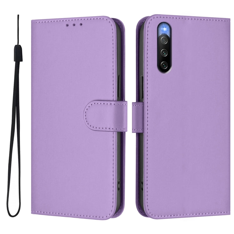 Funda de Piel Sintética con Cordón para Sony Xperia 10 V (2023) (Morado Lavanda)