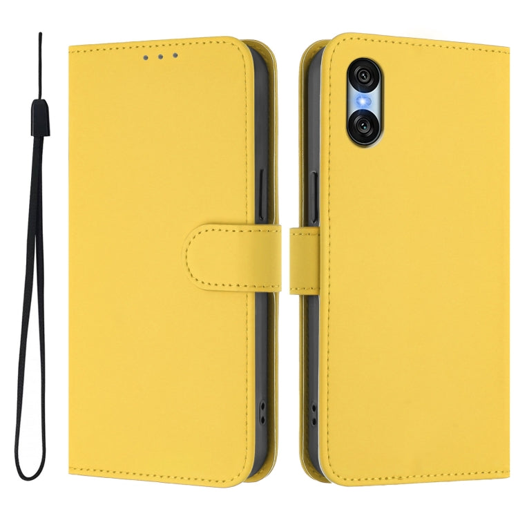 Funda de Piel Sintética con Cordón para Sony Xperia 10 Vi (2024) (Amarillo Limón)