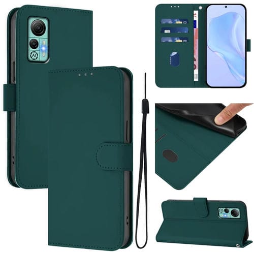 Funda de Cuero con Cordón para Ulefone Note 14 Tacto Piel (Verde Oscuro)