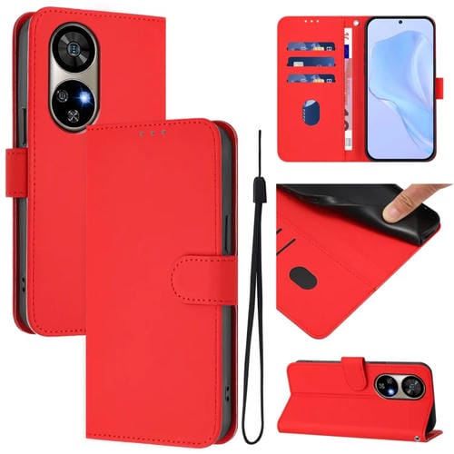 Funda de Cuero con Cordón para Ulefone Note 17 Pro Skin Feel (Rojo)