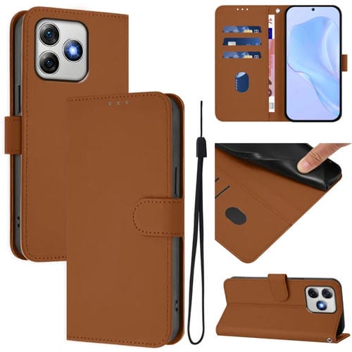 Funda de Piel Sintética con Cordón para Ulefone Note 18 Ultra Skin Feel (Marrón)