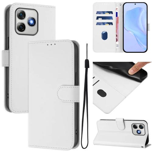 Funda de Piel Sintética para Ulefone Note 18 Ultra con Cordón (Blanco)
