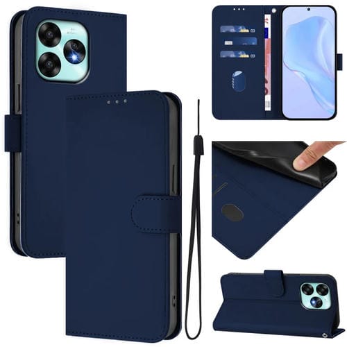 Funda Piel Sintética con Cordón para Teléfono Umidigi A15/A15C/A15T (Azul Marino)