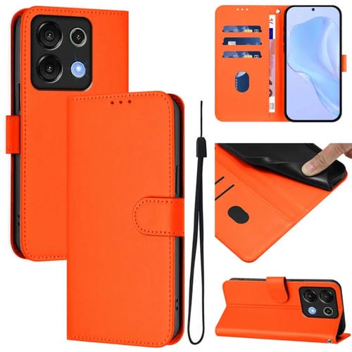 Funda de Cuero con Cordón para Teléfono Umidigi G9 5G con Tacto de Piel (Naranja)