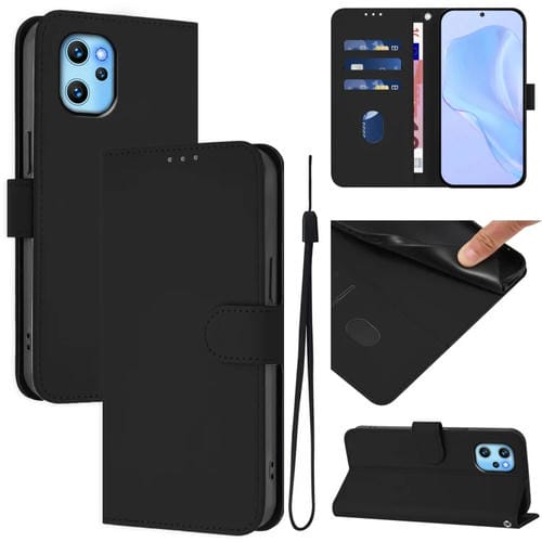 Funda de Piel Sintética con Cordón para Umidigi Power 7 Max con Acabado Mate (Negro)
