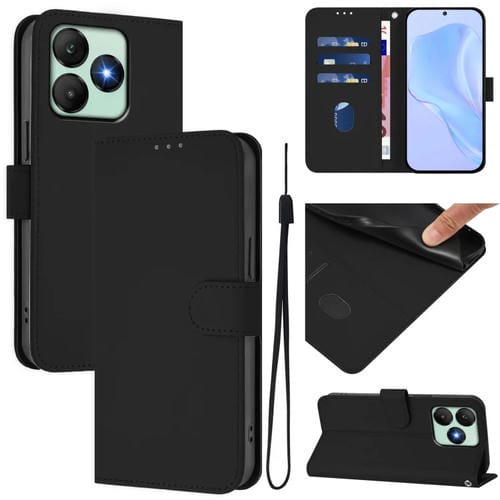 Funda de Piel con Cordón para Teléfono Wiko T20 Skin Feel (Negro)