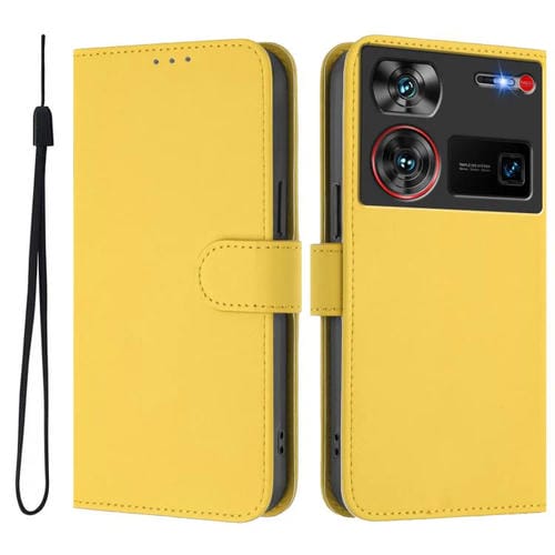 Funda de Piel Sintética con Cordón para ZTE Nubia Z60 Ultra Skin Feel (Amarillo Limón)