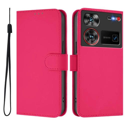 Funda de Piel Sintética con Cordón para ZTE Nubia Z60 Ultra (Rosa y Rojo)