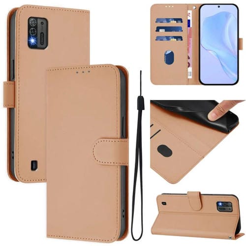 Funda de piel con cordón para ZTE Blade A52 Lite (color piel)