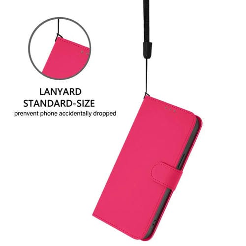 Funda de cuero con textura de piel y cordón para ZTE Blade A52 Lite (rosa y rojo)