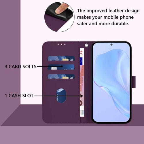 Funda de cuero con textura de piel y cordón para ZTE Blade A52 Lite (violeta)