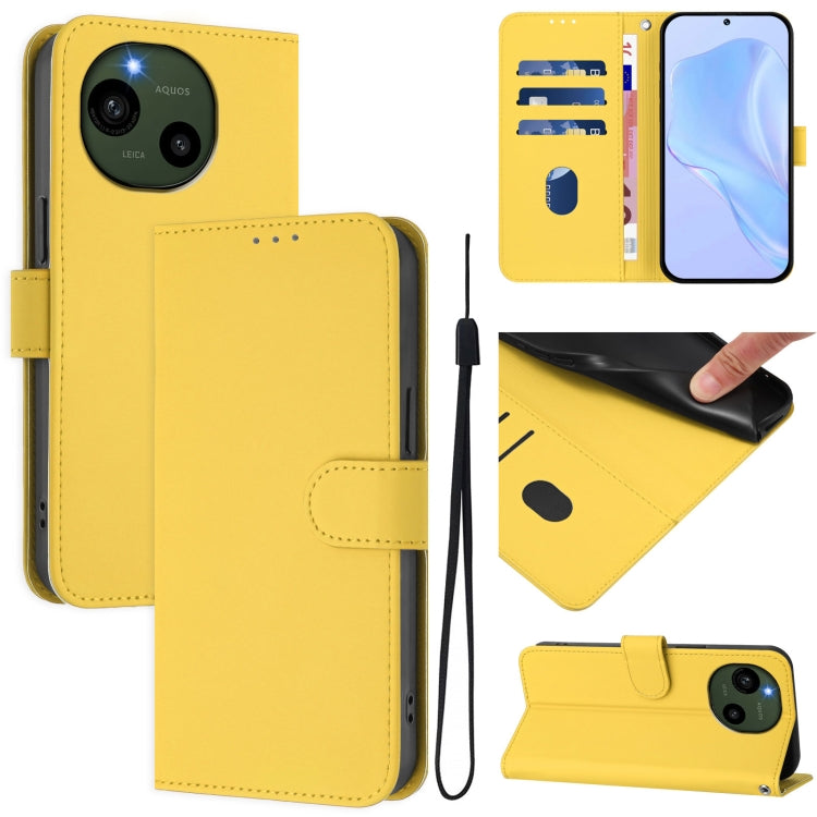Funda de Piel Sintética con Cordón para Sharp Aquos R9/Sh-51E (Amarillo Limón)