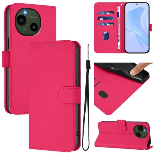 Funda de Piel Sintética con Cordón para Sharp Aquos R9/Sh-51E (Rosa y Rojo)