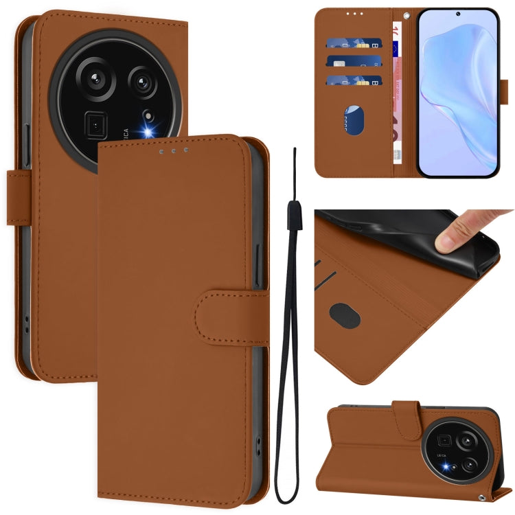 Funda de Piel Sintética con Cordón para Teléfono Sharp Aquos R9 Pro Sh-54E (Marrón)