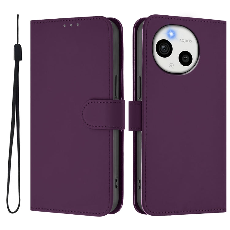 Funda de Piel Sintética con Cordón para Sharp Aquos Sense9 (Violeta)