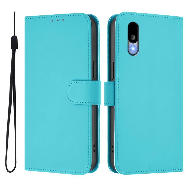 Funda de Cuero para Sharp Basio Active3 con Cordón y Tacto Suave (Azul Lago)