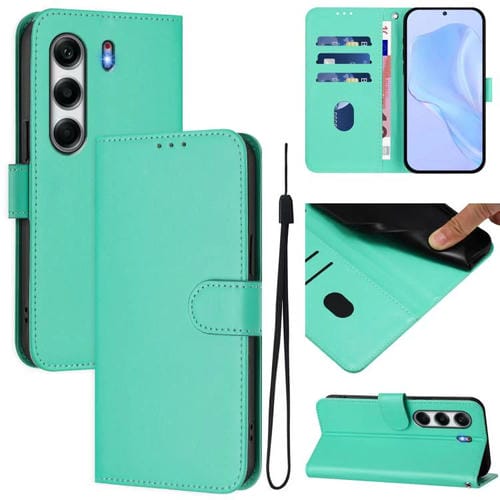 Funda de Piel Sintética con Cordón para Tecno Camon 40 Pro 4G (Verde)