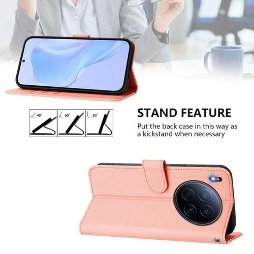 Funda de piel con cordón para Tecno Camon 40 Premier Skin Feel, color liso (rosa)