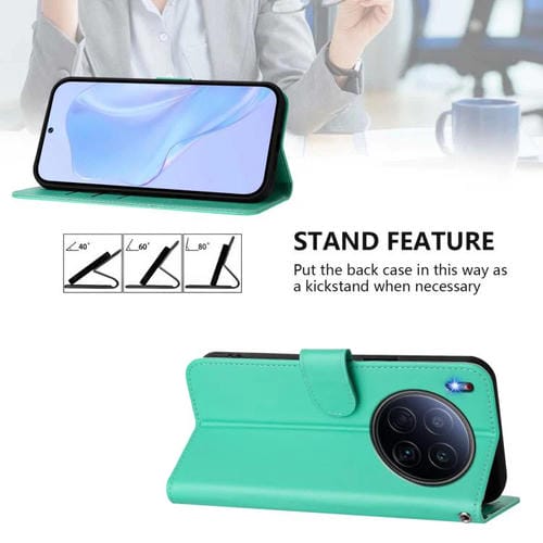 Funda de piel con cordón para Tecno Camon 40 Premier Skin Feel, color liso (verde)