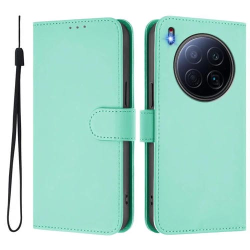 Funda de piel con cordón para Tecno Camon 40 Premier Skin Feel (verde menta)