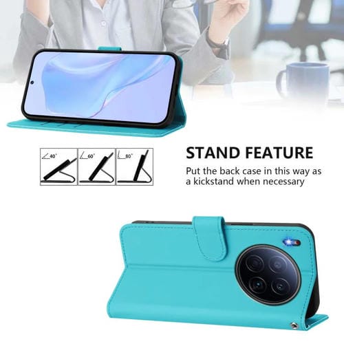 Funda de piel con cordón para Tecno Camon 40 Premier Skin Feel (azul lago)