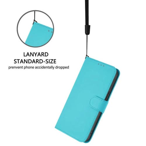 Funda de piel con cordón para Tecno Camon 40 Premier Skin Feel (azul lago)