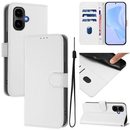 Funda de piel sintética con cordón para Tecno Pop 10 (color blanco)