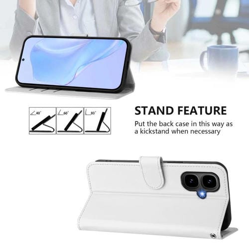 Funda de piel sintética con cordón para Tecno Pop 10 (color blanco)