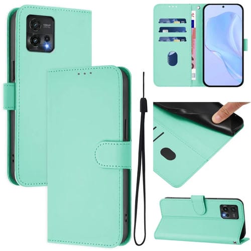 Funda de Piel con Cordón para Motorola Moto G72 (Verde Menta) Tacto Suave