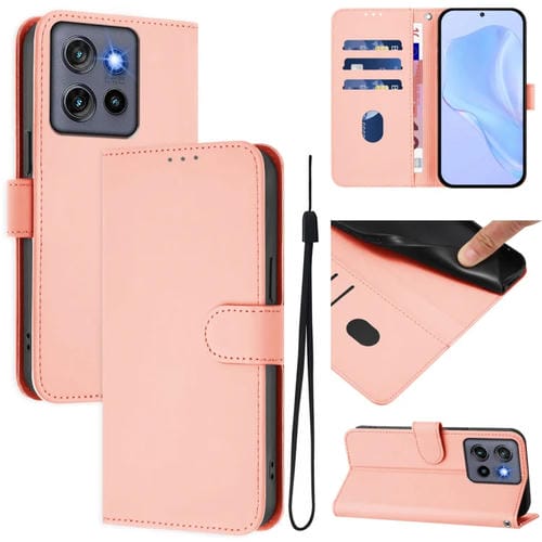 Funda Piel Sintética con Cordón para Motorola Edge 50 Neo Skin Feel (Rosa)