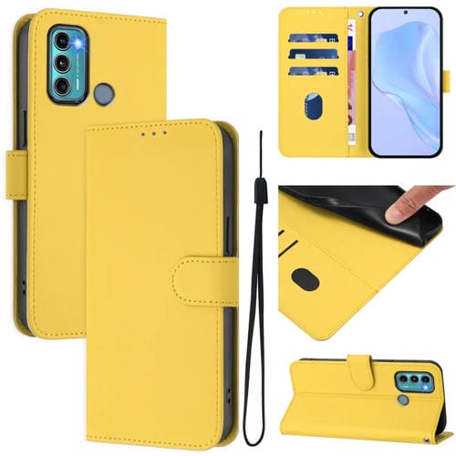 Funda de Piel Sintética con Cordón para Motorola Moto G60/G40 Fusion (Amarillo Limón)