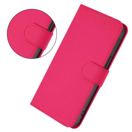 Funda de cuero con textura de piel y cordón para Motorola Moto G15 Power (rosa y rojo)