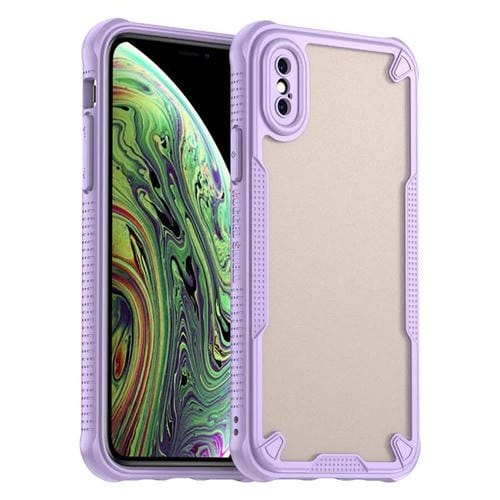 Funda Híbrida TPU y PC para iPhone Xs Protección Glaseada (Morado)