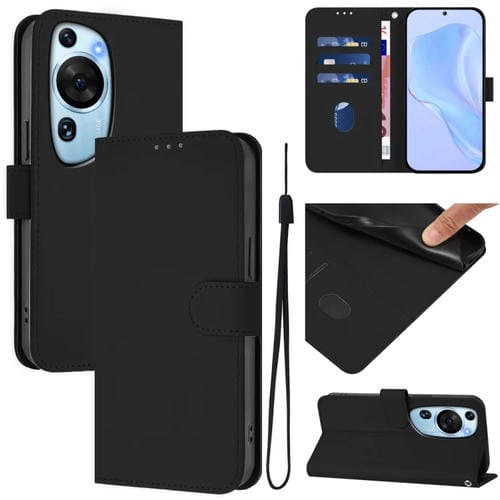 Funda de Cuero con Cordón para Huawei P60 Art Skin Feel (Negro)
