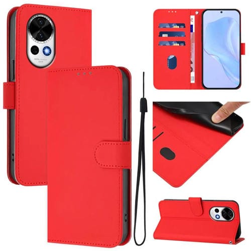 Funda Piel Sintética con Cordón para Huawei Nova 13/Nova 12 (Rojo)