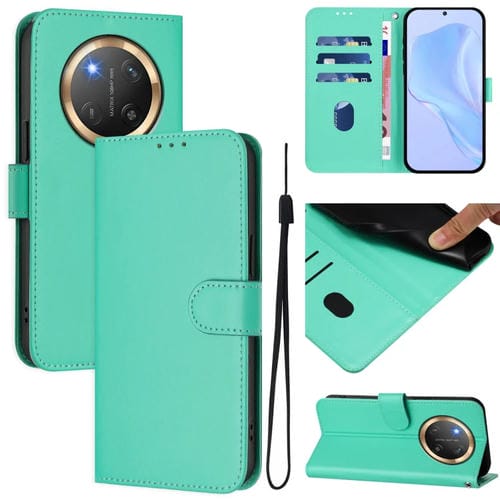Funda de Cuero con Textura de Piel y Cordón para Honor X9C 5G (Verde)