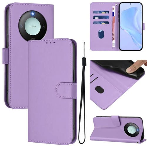 Funda de Cuero con Textura Global para Honor X9C Smart Skin Feel con Cordón (Morado Lavanda)