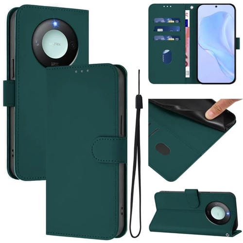 Funda de Cuero con Cordón para Honor X9C Smart Global Skin Feel (Verde Oscuro)