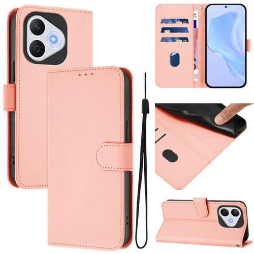 Funda de Cuero con Textura de Piel y Cordón para Honor 400 Lite (Rosa)