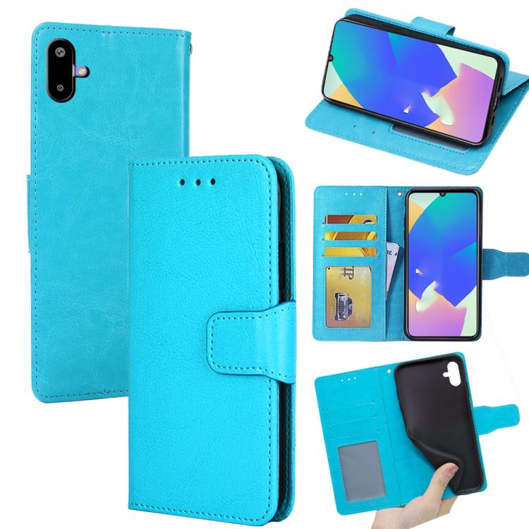 Funda de cuero con textura de cristal para Samsung Galaxy F06 5G (azul cielo)