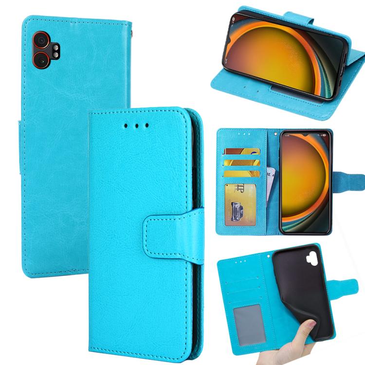 Funda de cuero con textura de cristal para Samsung Galaxy Xcover 7 Pro 5G (azul cielo)