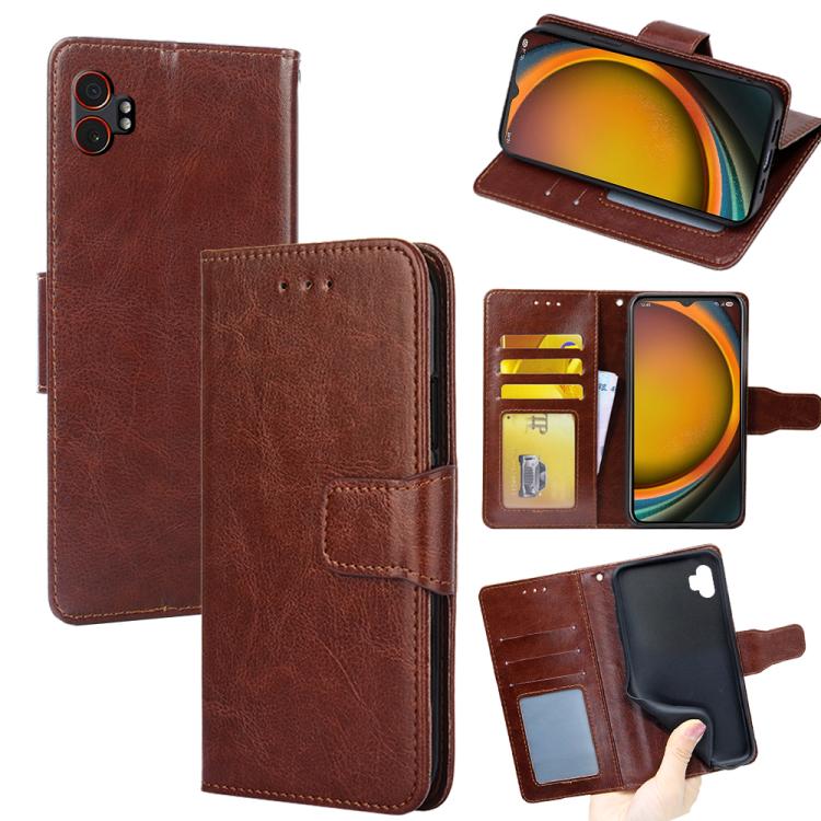 Funda de cuero con textura de cristal para Samsung Galaxy Xcover 7 Pro 5G (marrón)