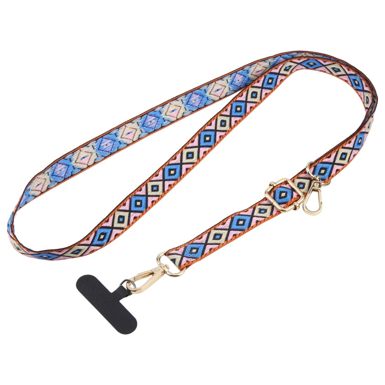 Cordón Cruzado Estilo Étnico Retro para Teléfono Móvil Cordón Antipérdida (Azul Oscuro)
