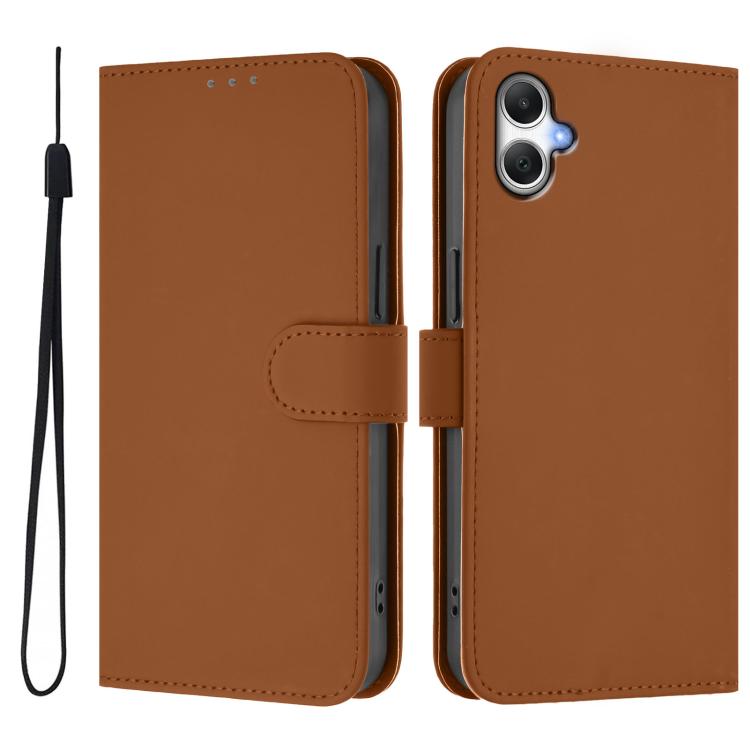 Funda de cuero con textura de piel y cordón para Samsung Galaxy A07 4G (marrón)