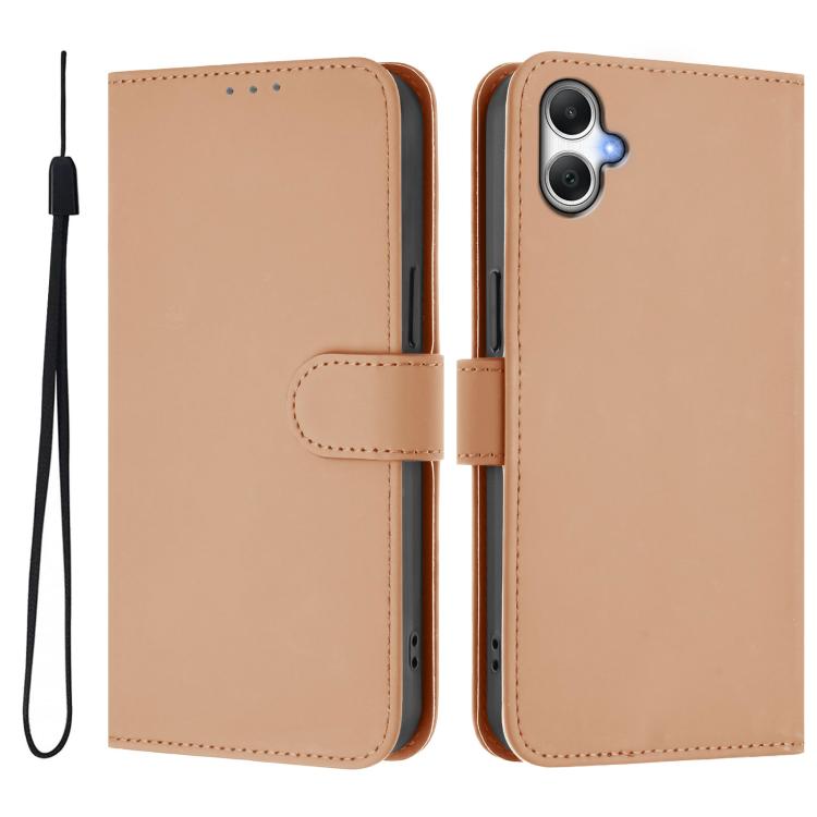 Funda de piel con cordón para Samsung Galaxy A07 4G, color piel, lisa y con tacto suave (desnudo)