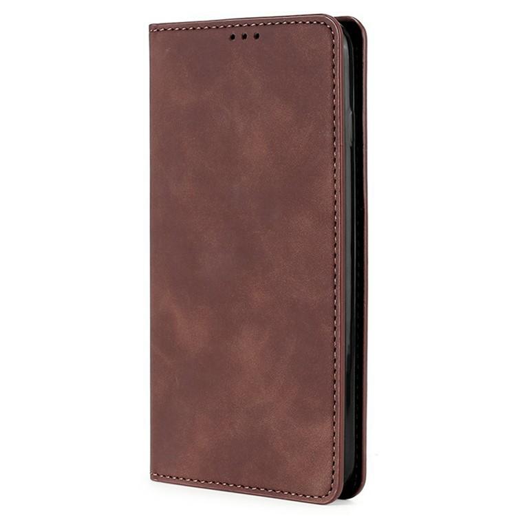 Funda de cuero magnética con textura de piel para Samsung Galaxy Xcover 7 Pro 5G (marrón oscuro)